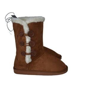 New Womens BOBBIE BROOKS Slippers Size 8 Faux Fur Lined lounge comfy soft